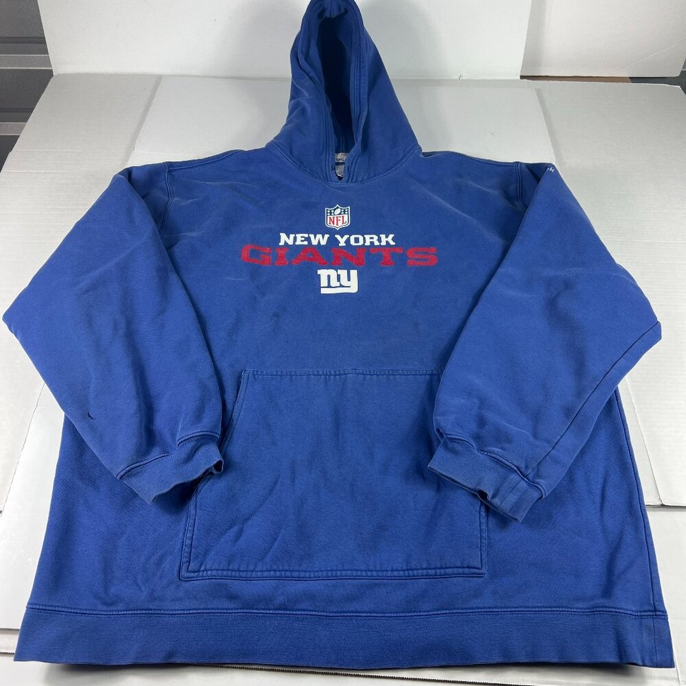 Y2K Reebok New York Giants Sweatshirt Extra Extra Large Blue Thrashed Hoodie